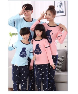 Parent-child autumn models cotton family of three long-sleeved mother and daughter home service