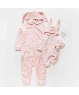 Parent-child warm coral velvet mother and women plus jumpsuit baby pajamas home service clothing