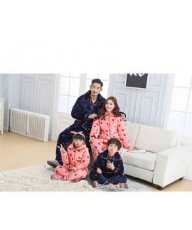 Parent-child strawberry three-layer quilted thickened pajamas home service suit