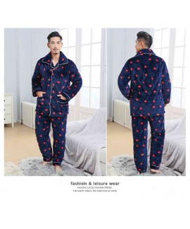 Parent-child strawberry three-layer quilted thickened pajamas home service suit