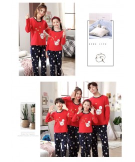 Parent-child pajamas long-sleeved cotton spring and autumn family of three boy and girl home service