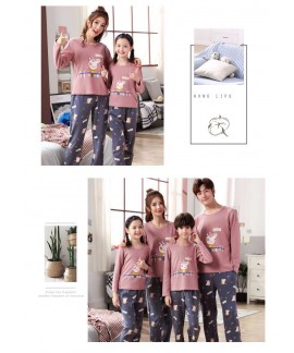 Parent-child pajamas long-sleeved cotton spring and autumn family of three boy and girl home service