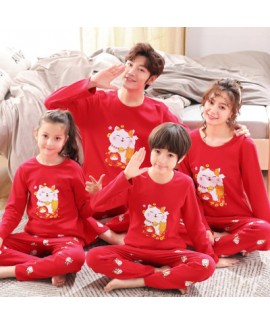 New year festive long-sleeved men and women parent-child cotton pajamas family wear