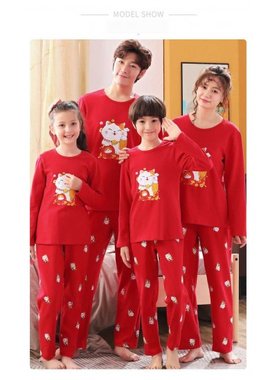 New year festive long-sleeved men and women parent-child cotton pajamas family wear