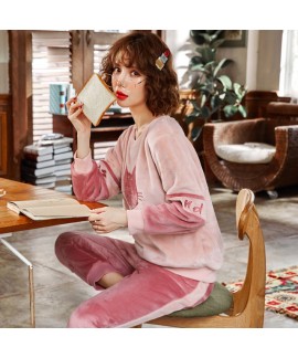 New Winter Flannel pyjamas Ladies Long Sleeve Paja...