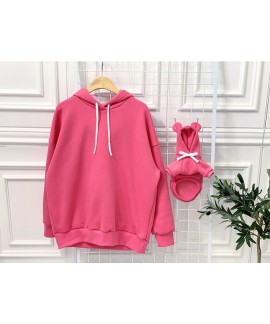 Cute Bear Ear Cat Dog Hoodie Cotton Solid Color Parent Child Pajamas