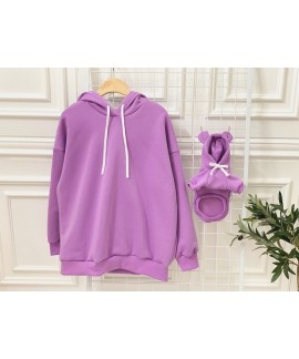 Cute Bear Ear Cat Dog Hoodie Cotton Solid Color Parent Child Pajamas