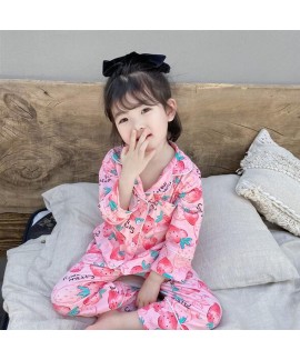 Strawberry Pattern Knitted Comfortable Pajamas Sui...