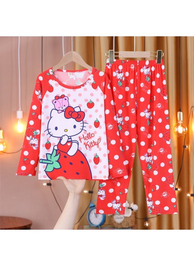 Hello Kitty Christmas Pajamas Long-sleeved Suit Spring And Summer Thin Section Men's And Women's Two-piece Set