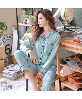 long sleeve Simulated silky nightwear casual cardi...