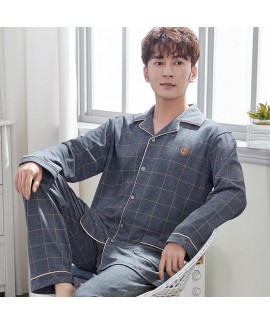 Long-sleeved men's Plaid autumn and winter cotton ...