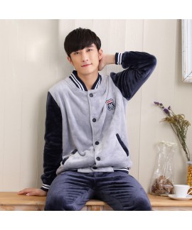 Men's Long Sleeve Thickened Flannel Sports Pajamas...