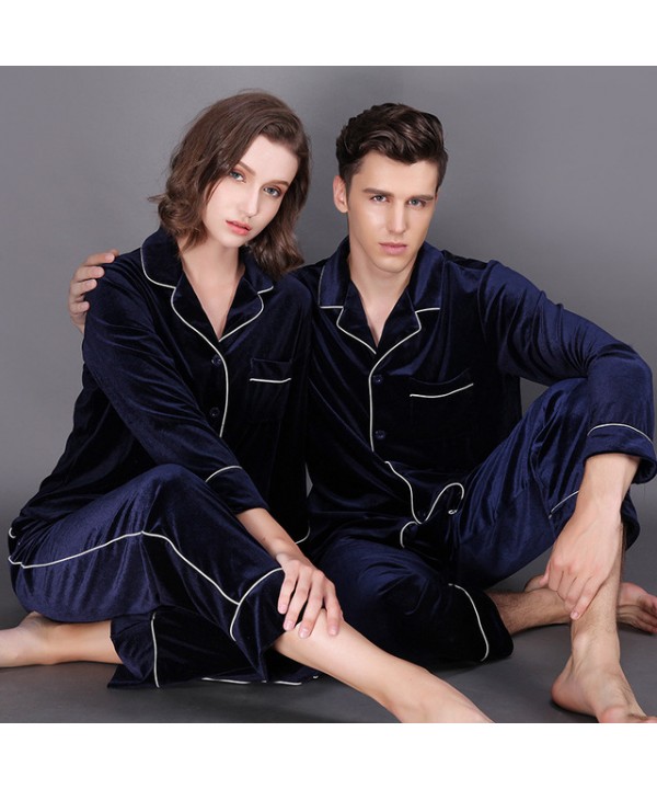 Long Sleeve Fashionable Couple Pajamas,velvet Pajama Sets