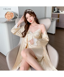 New women's spring and autumn two-piece lace ice silk sleepwear Wholesale and Retail