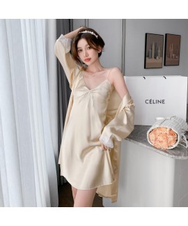 New women's spring and autumn two-piece lace ice silk sleepwear Wholesale and Retail