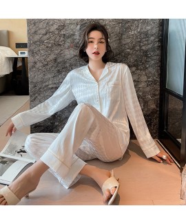 2023 couples home service striped lattice solid color lapel long sleeve fashion pajamas wholesale