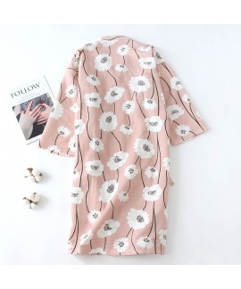 Woman Japanese Style Print Thick Bathrobe 100% Cotton Air Layer Pajamas Wholesale and Retail