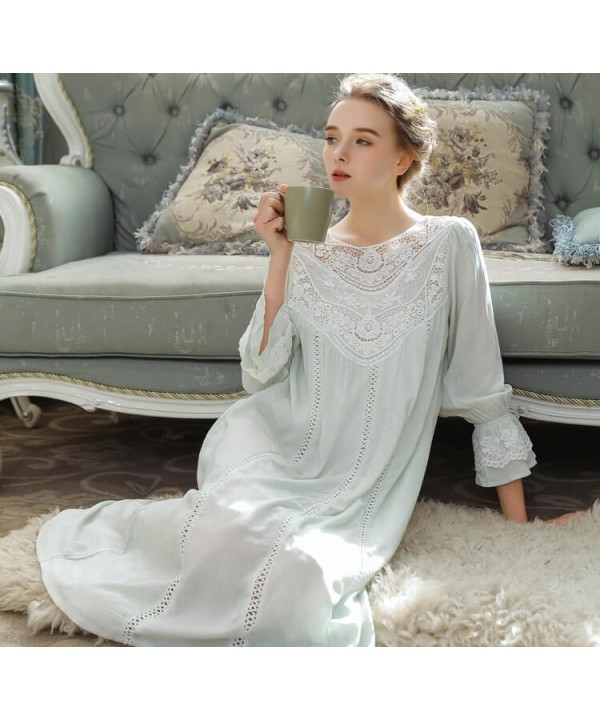 Princess Cotton Sleepwear Spring Summer Female Long Sleeve Lace French