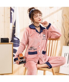 Plus size flannel pajamas thickened home furnishin...