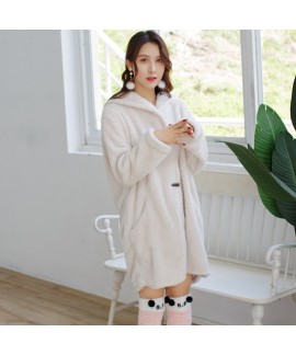 Coral fleece thicken lounge pajamas female comfy p...