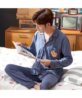 mens pajamas for spring and autumn long sleeve cot...