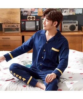 Plus size Mens pajamas in spring and autumn two pi...