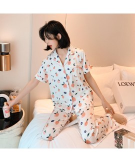 Fashionable pajamas women's summer comfortable and breathable two piece sleepwear set