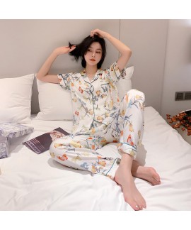 Fashionable pajamas women's summer comfortable and breathable two piece sleepwear set