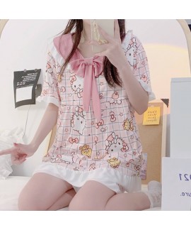 Hello Kitty Pajamas Women's New Short Sleeve Shorts Student sleepwear sets