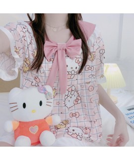 Hello Kitty Pajamas Women's New Short Sleeve Shorts Student sleepwear sets