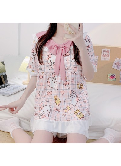 Hello Kitty Pajamas Women's New Short Sleeve Shorts Student sleepwear sets