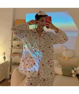 hellokitty pajamas women's long-sleeved sweet and cute student two-piece cotton sleepwear sets