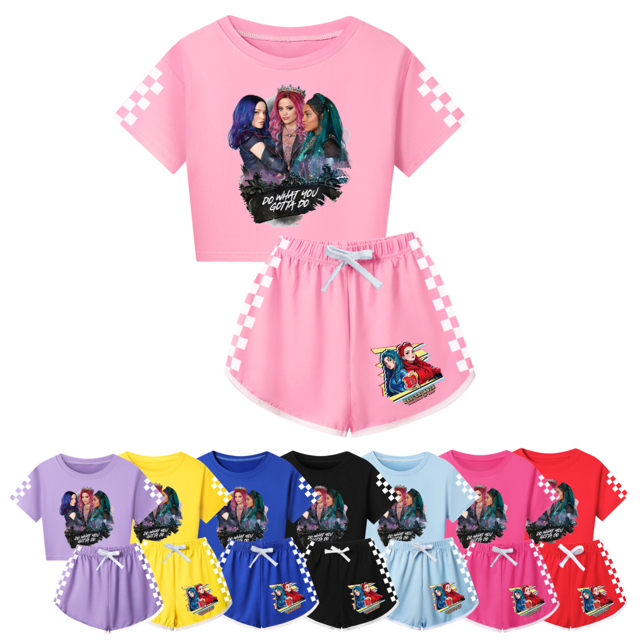 Descendants 4 Adult and Children's Short-Sleeve Top and Shorts Family Matching Set – 3797