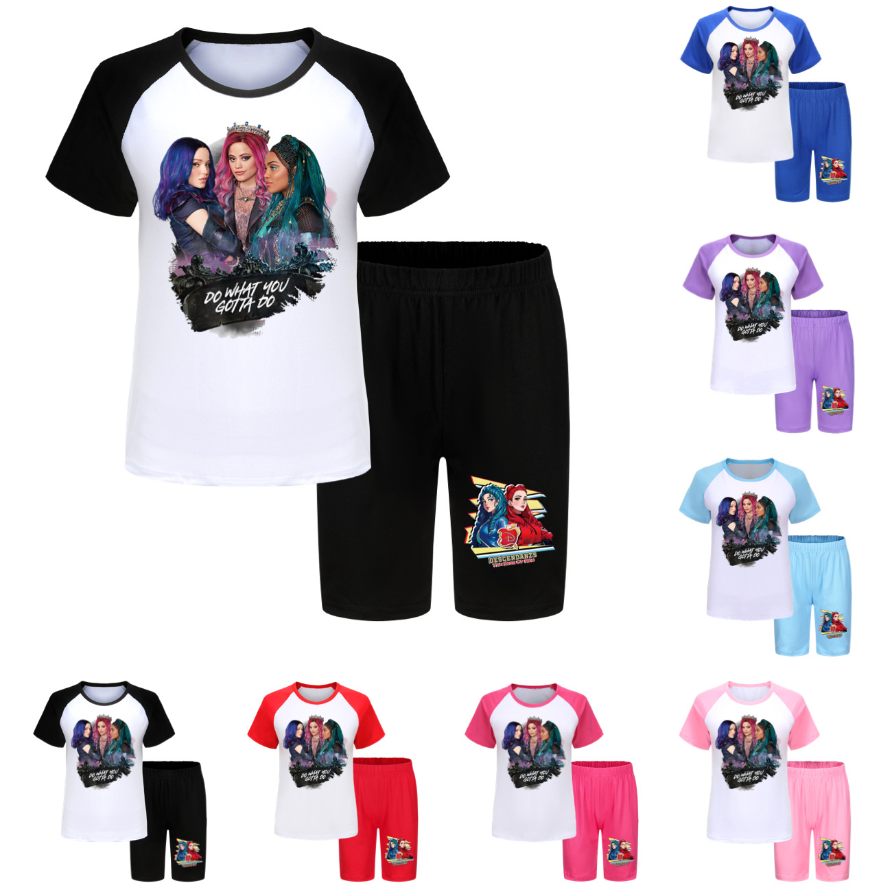 Descendants 4 Kids' Summer Pajama Set - T-Shirt & Shorts, Sizes 110-170