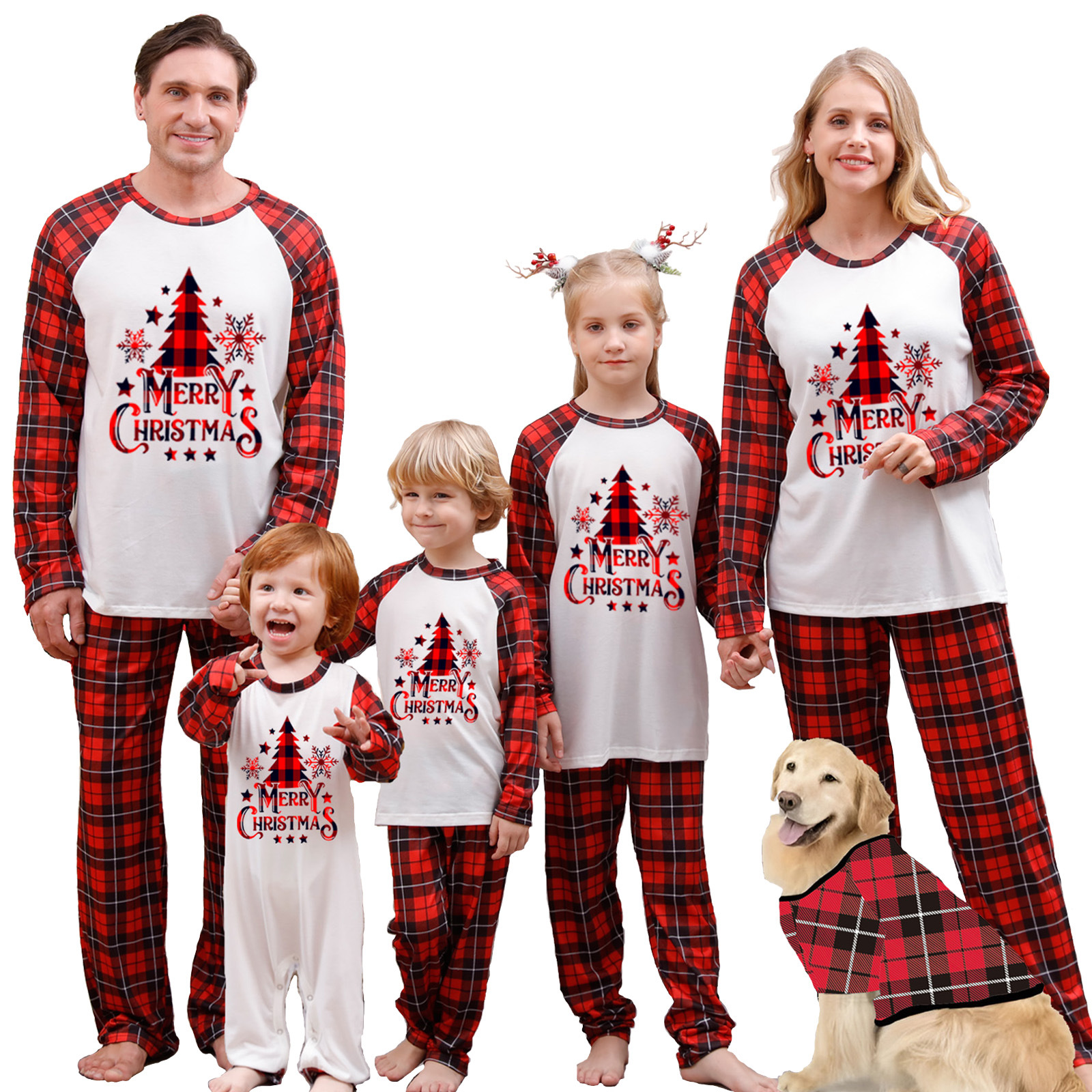 New Red and Green Christmas Tree Family Matching Pajama Set – Festive Long-Sleeve Sleepwear