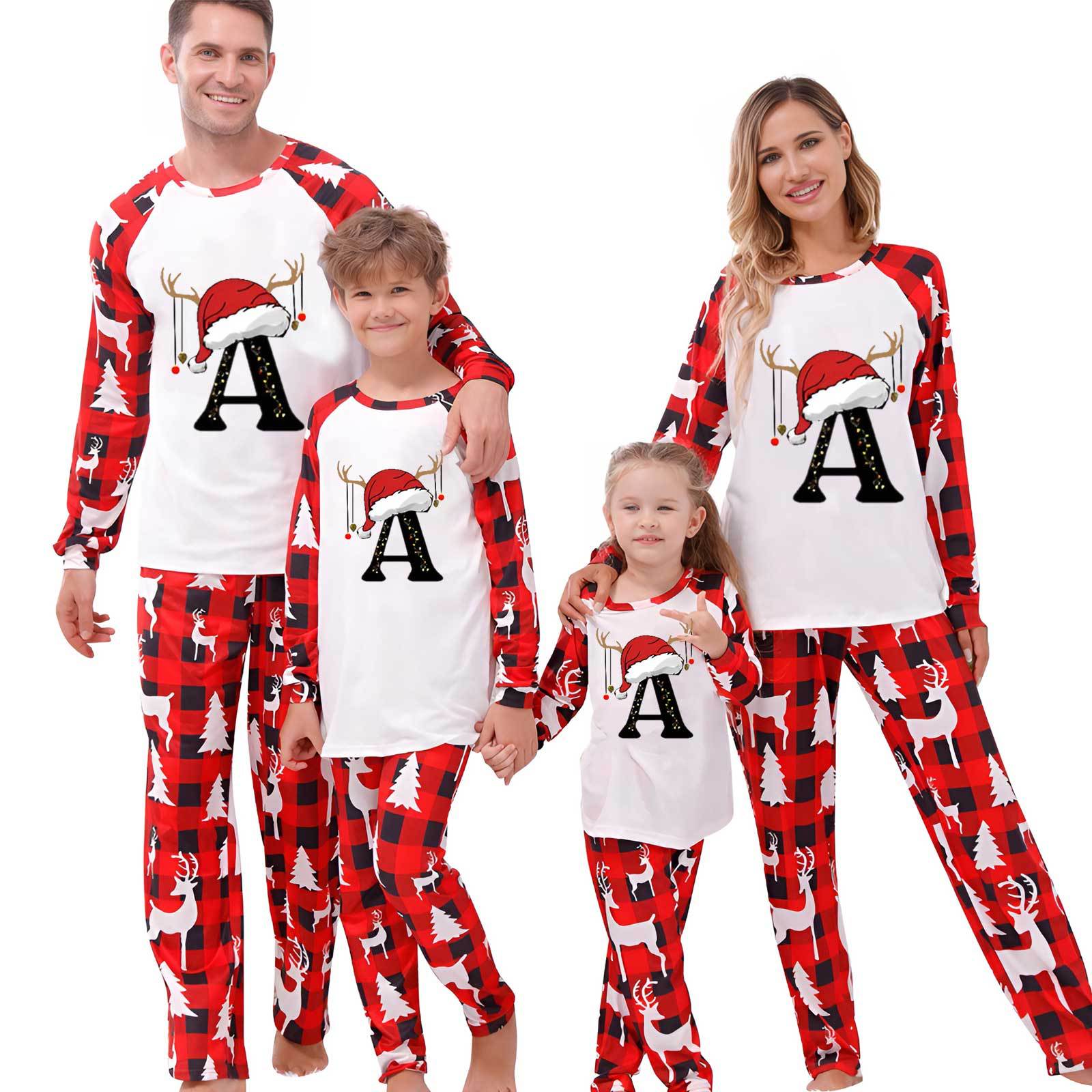 New Christmas Family Pajama Set – Printed Long Sleeve Loungewear for Parents and Kids